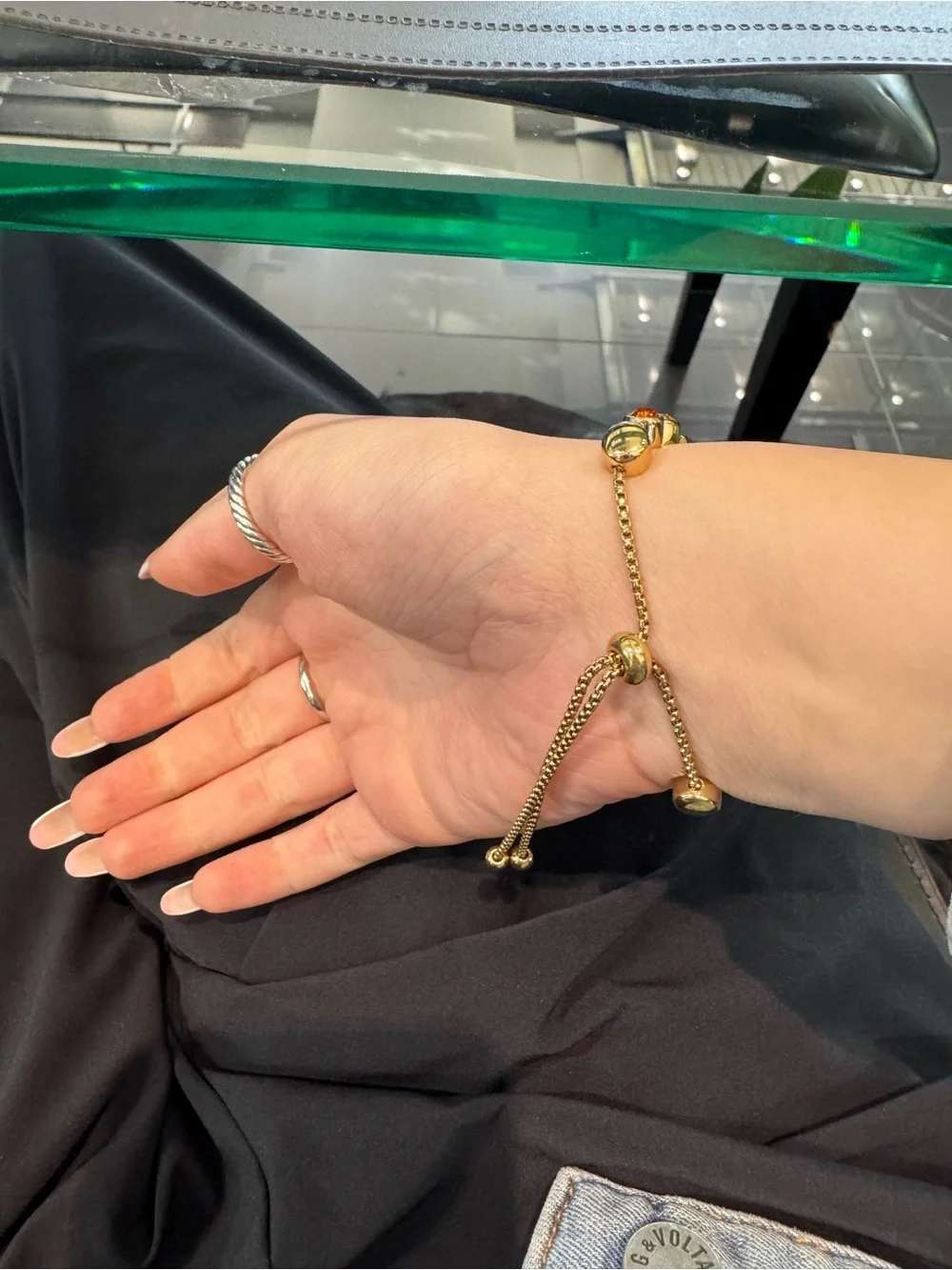 New Yellow Gold-tone Bezel-Set Rainbow Gemstone Tennis Bracelet